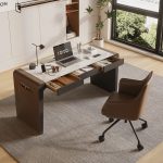 stone veneer office desk