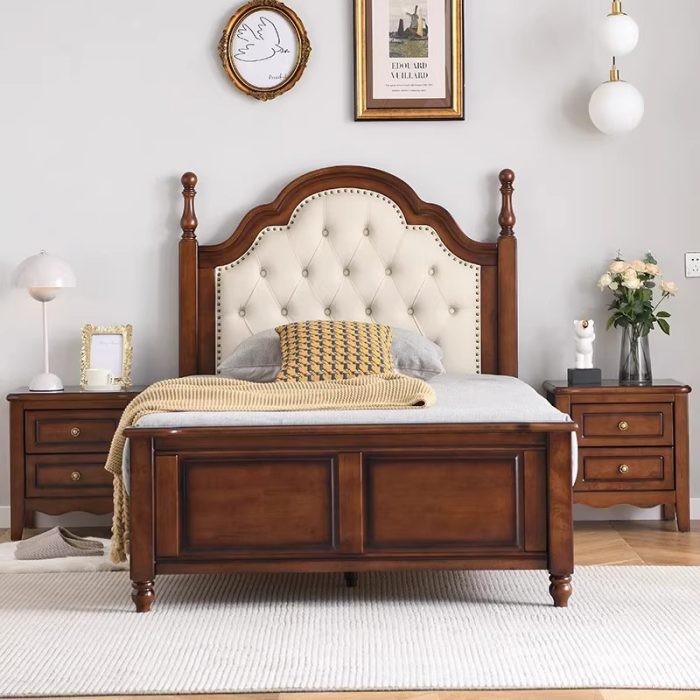 Solid wood bed
