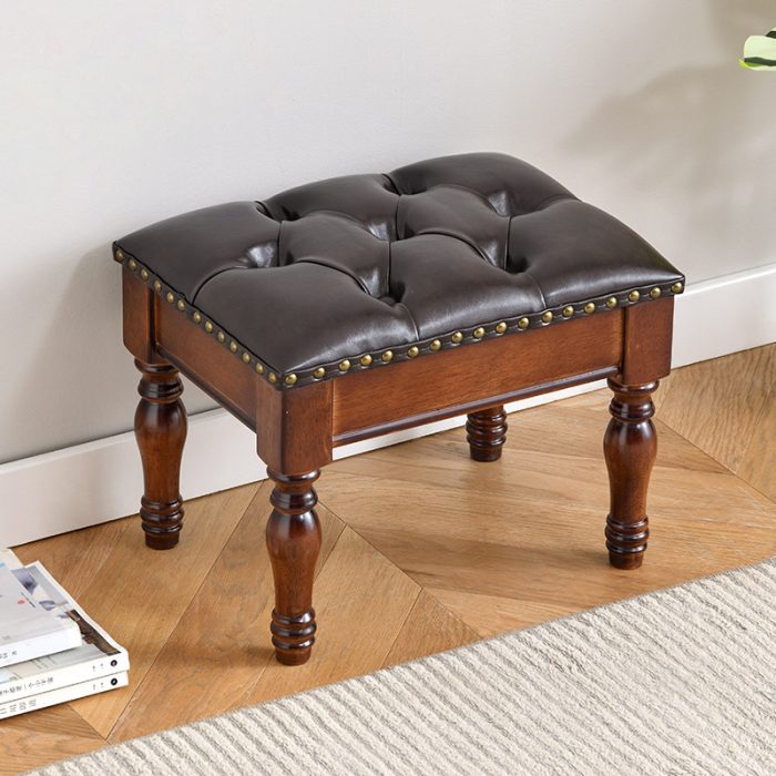 Solid wood retro coffee table stool