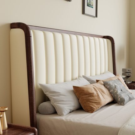 Light luxury simple solid wood bed
