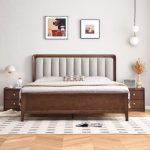 Light luxury simple solid wood bed