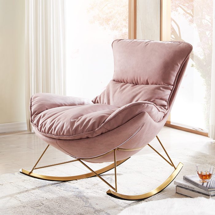 Modern light luxury leather reclining rocking chair living room home rocking chair