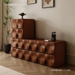 Space-Saving Solid Wood Modular Ripple Cabinet – Nordic Minimalist Style