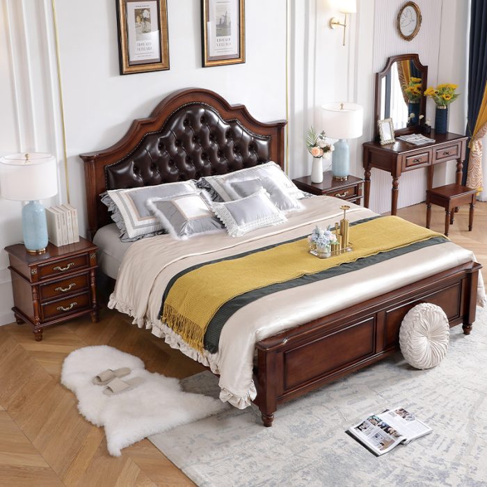 American retro solid wood bed modern and classic
