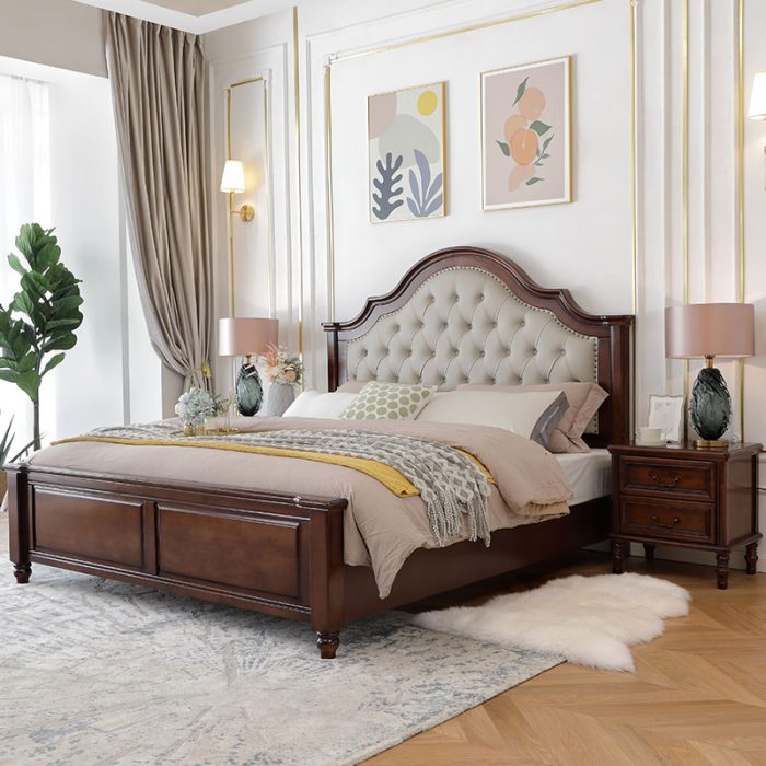 Solid wood bed