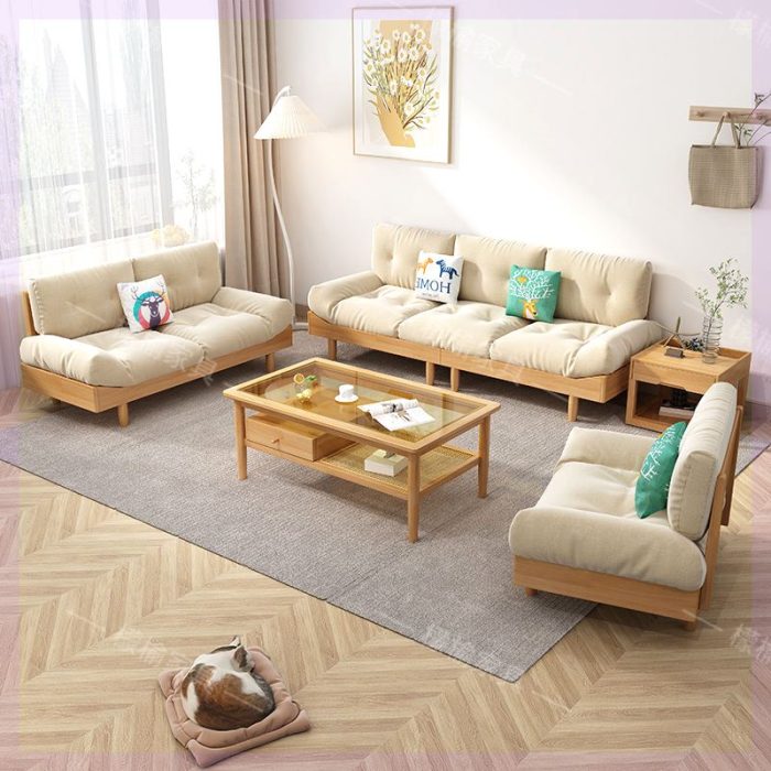 Modern Nordic Solid Wood Cloud Sofa - New Edition