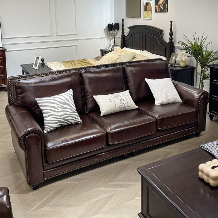 American retro leather sofa