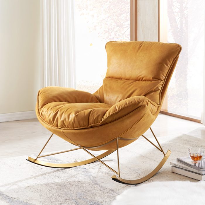 Modern light luxury leather reclining rocking chair living room home rocking chair