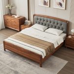 Light luxury simple solid wood bed