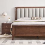 Light luxury simple solid wood bed