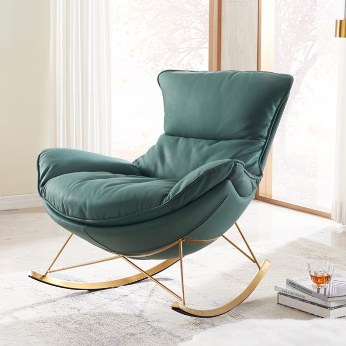 Modern light luxury leather reclining rocking chair living room home rocking chair