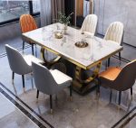 Modern Scandinavian Marble and Metal Dining Table & Chairs for Wholesale