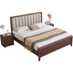 Light luxury simple solid wood bed