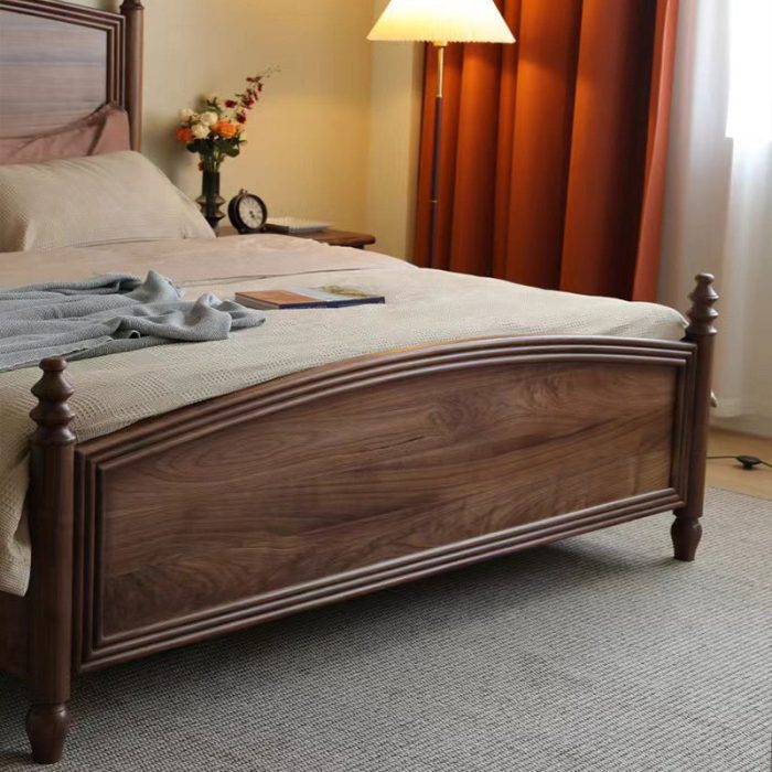 European Solid Wood Light Luxury Double Beds – Elegant Bedroom Furniture for Wholesale