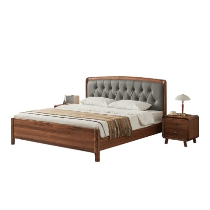 Light luxury simple solid wood bed