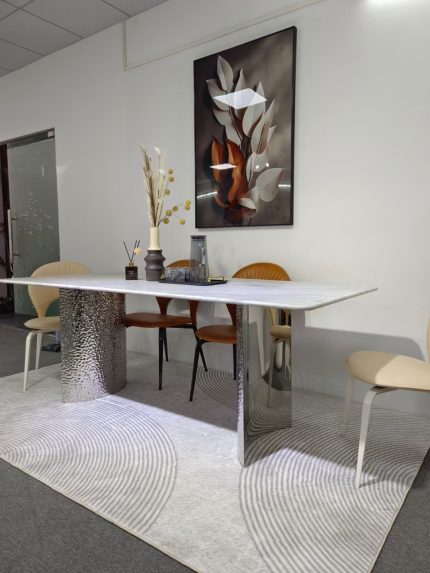 Luxury Minimalist Stainless Steel Table Base for Contemporary Dining