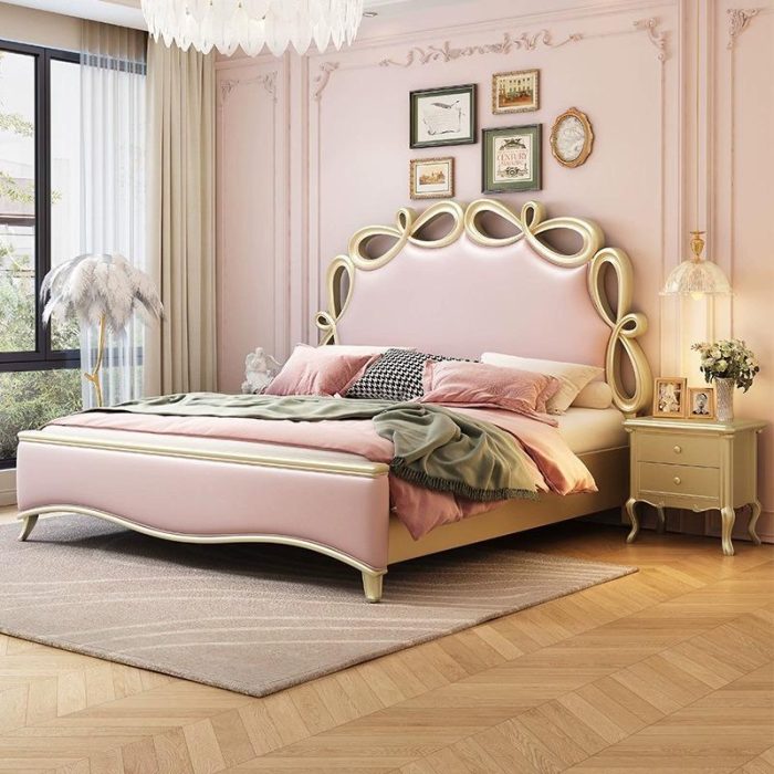 Custom Retro French Solid Wood Double Beds – Bulk Orders for Distributors
