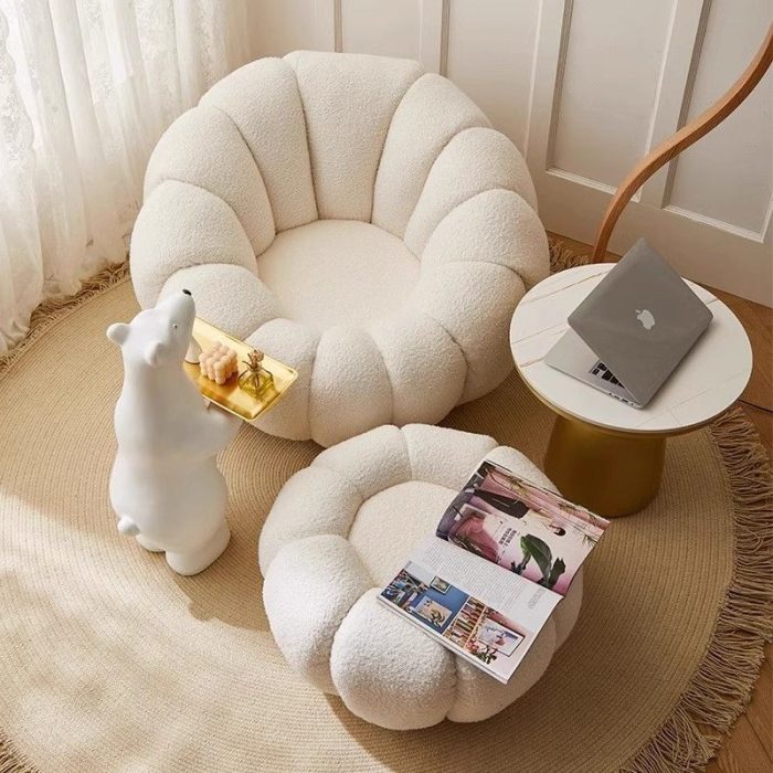 Pumpkin-Shaped Lazy Sofa – Comfortable Lounge Chair for Bedroom and Balcony