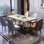 Modern Scandinavian Marble and Metal Dining Table & Chairs for Wholesale