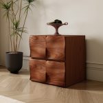 Space-Saving Solid Wood Modular Ripple Cabinet – Nordic Minimalist Style