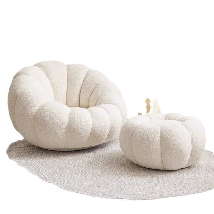 Pumpkin-Shaped Lazy Sofa – Comfortable Lounge Chair for Bedroom and Balcony