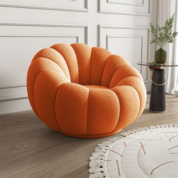 Pumpkin-Shaped Lazy Sofa – Comfortable Lounge Chair for Bedroom and Balcony