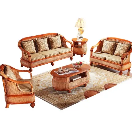 Vintage French Country Rattan Sofa for Relaxed, Luxurious Spaces