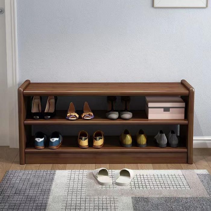 All-Solid-Wood Shoe Bench with Storage and Storage Cabinet