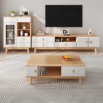 Includes a coffee table and TV stand, both handcrafted with durable solid wood and a sleek, modern aesthetic. Perfect for US bulk buyers looking for stylish, long-lasting furniture sets.