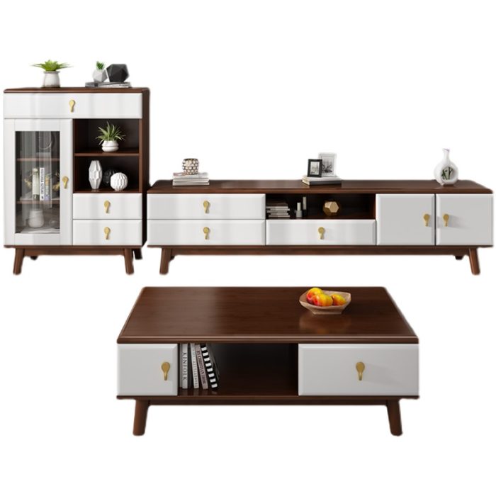 Includes a coffee table and TV stand, both handcrafted with durable solid wood and a sleek, modern aesthetic. Perfect for US bulk buyers looking for stylish, long-lasting furniture sets.