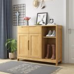 All-Solid-Wood Two-Door Shoe Cabinet – Elegant Storage Solution