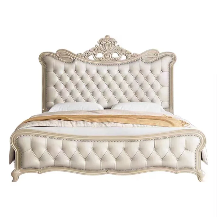 American-Inspired Wooden Bed with Light Luxury Finishing for Elevated Comfort