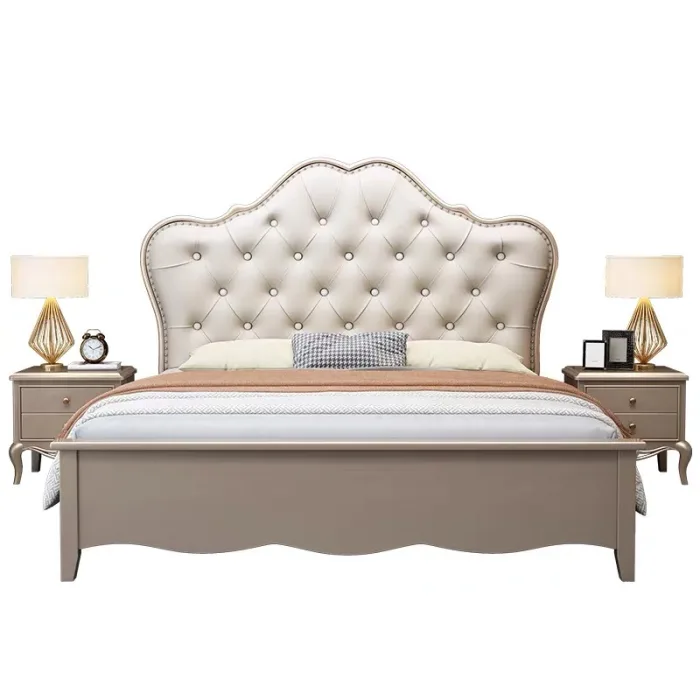 American-Style Light Luxury Wooden Bed for Sophisticated Bedroom Decor