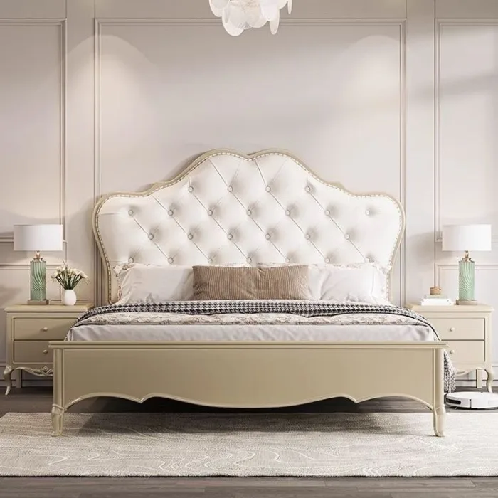 American-Style Light Luxury Wooden Bed for Sophisticated Bedroom Decor
