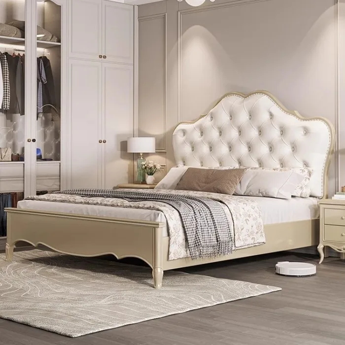 American-Style Light Luxury Wooden Bed for Sophisticated Bedroom Decor