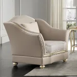 American-Style Wooden Sofa with Plush Comfort and Light Luxury Design