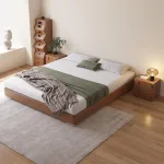 Experience luxury and support with a solid wood frame upholstered bed.