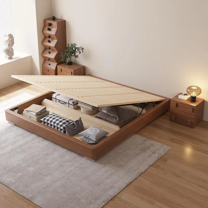 Experience luxury and support with a solid wood frame upholstered bed.
