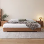 Experience luxury and support with a solid wood frame upholstered bed.