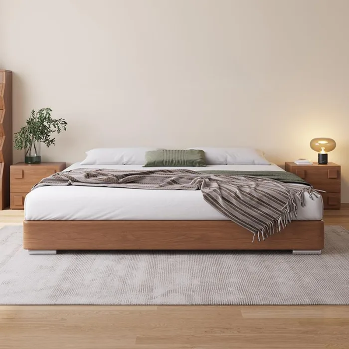 Experience luxury and support with a solid wood frame upholstered bed.