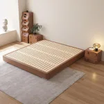 Experience luxury and support with a solid wood frame upholstered bed.