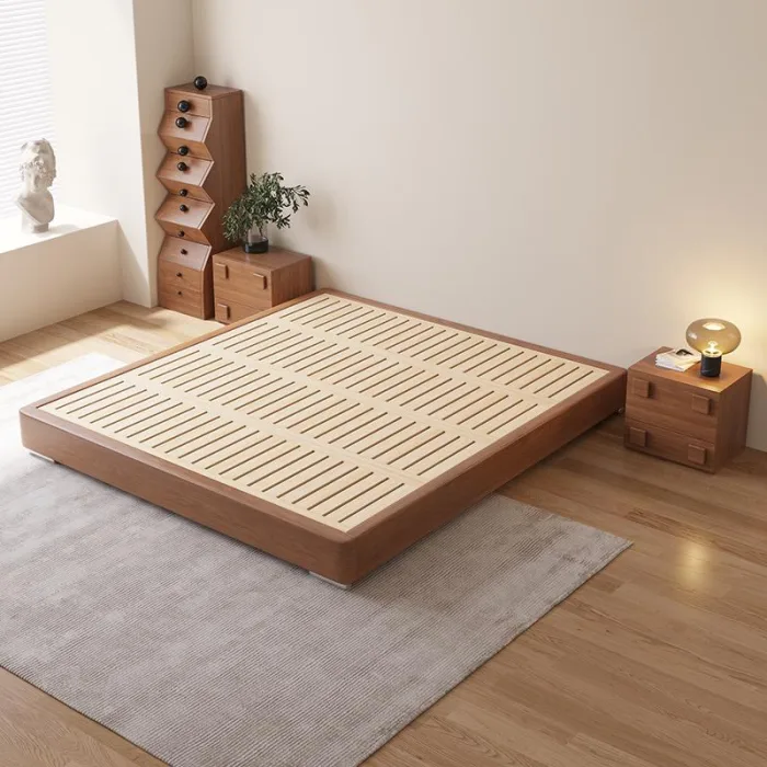 Experience luxury and support with a solid wood frame upholstered bed.