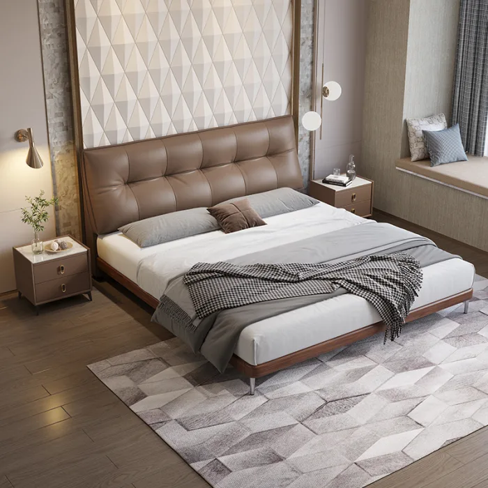Upgrade your bedroom decor with our upholstered wood frame bed.