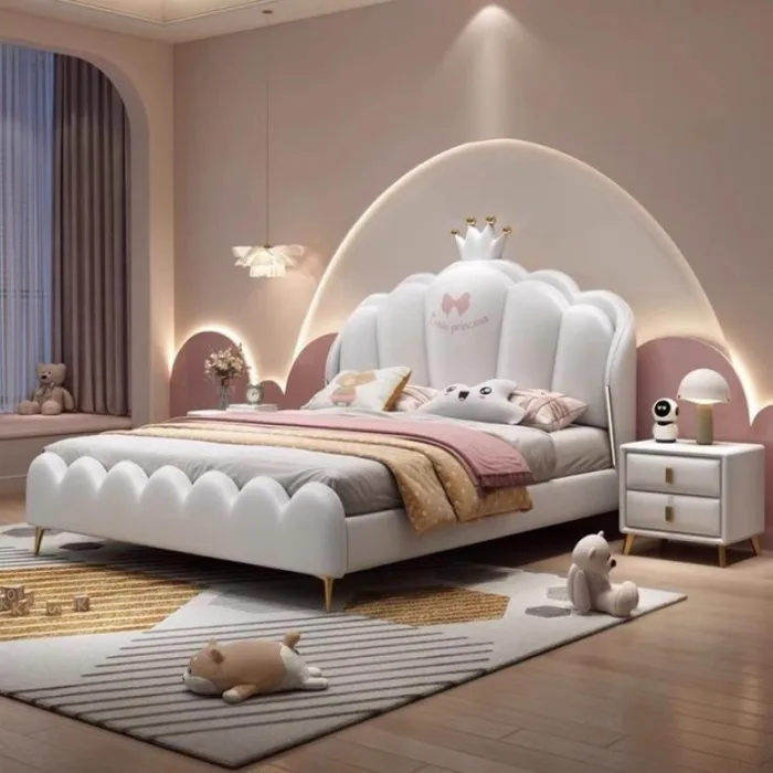 Charming Cartoon-Themed Solid Wood Bed for Kids