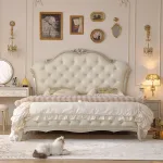 Classic French-Style Wooden Bed with Light Luxury Finishing for Modern Living