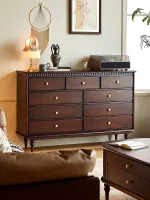 Classic Rubberwood Storage Cabinet for Living Room with Vintage Charm