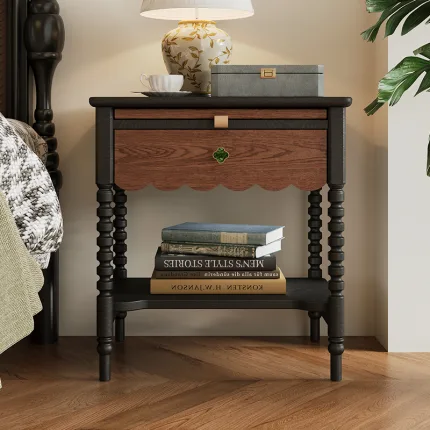 Classic Vintage Rubber Wood Nightstand for Bedroom with Storage Compartments – Great for B2B Wholesale Distributors