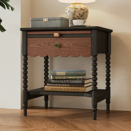 Classic Vintage Rubber Wood Nightstand for Bedroom with Storage Compartments – Great for B2B Wholesale Distributors