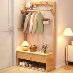 Compact Scandinavian Solid Wood Coat Rack for Stylish Home Organization