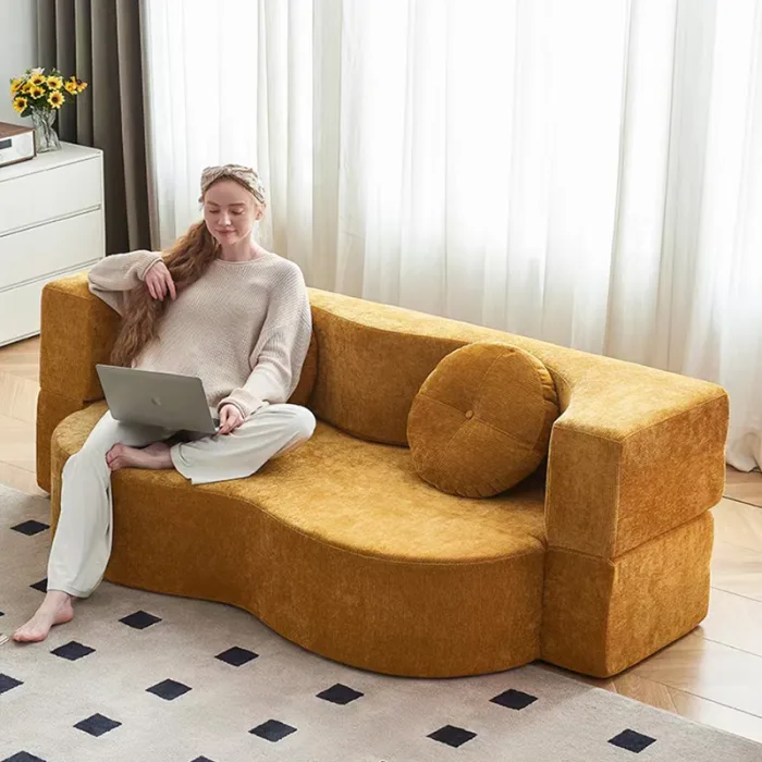 The Nordic cushioned sofa combines aesthetics with everyday practicality.